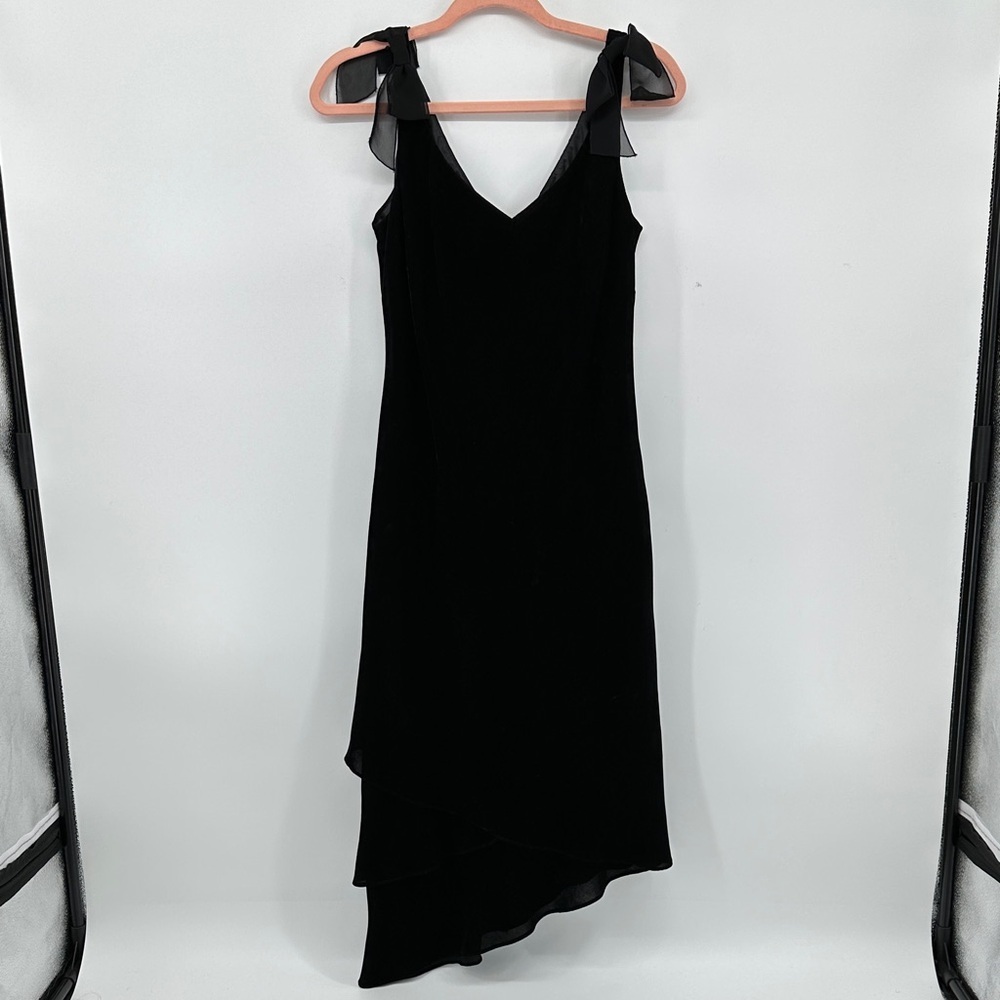 EvanPicone Y2K Gothic Formal Whimsigoth VampyBlack Velvet Asymmetrical Dress Sz4